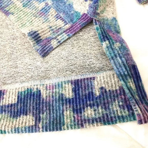 HABITAT Sweater Top Women's S Multicolor Collage Thin Fleece Boxy 3/4 Sleeves - Picture 6 of 11